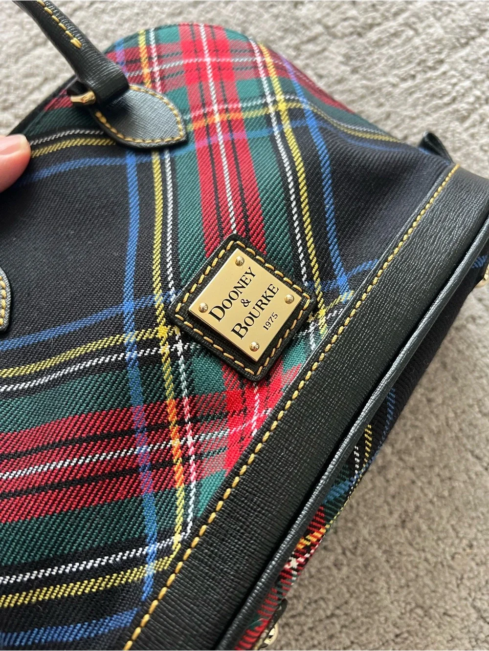 Dooney & Bourke Black Tartan Dome Mini Satchel with Red & Green Plaid - Picture 9 of 16